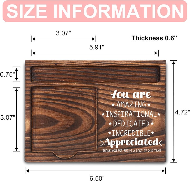 FTONENI Employee Appreciation Gifts, Thank You Gifts, Inspirational Gifts, Sticky Note Holder, Post-it Note Dispenser for Desk, Wooden Post-it Note & Pen Holder 6.5" x 4.7" - FTA104 - Image 2